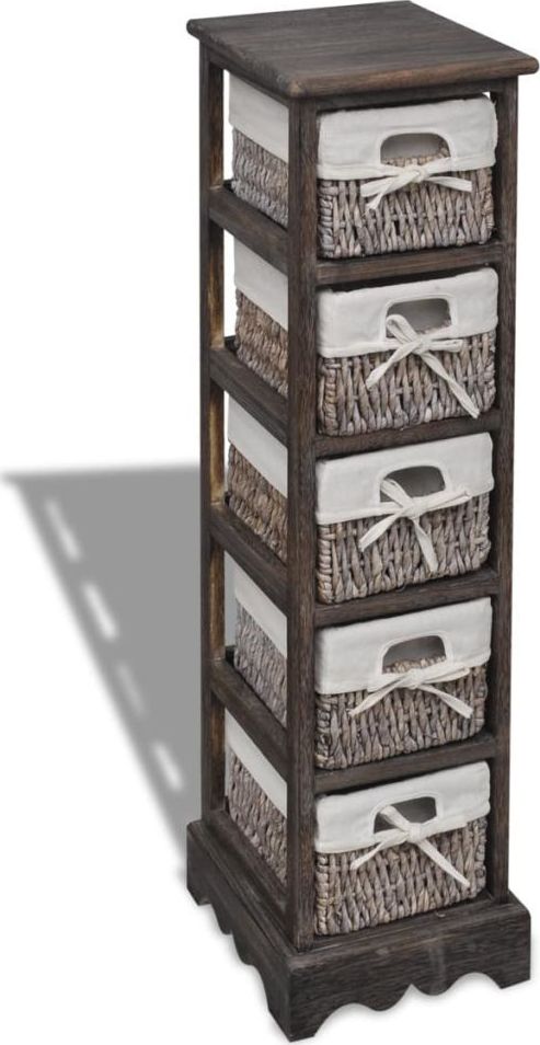 vidaXL Drewniana szafka z 5 koszykami, brązowa