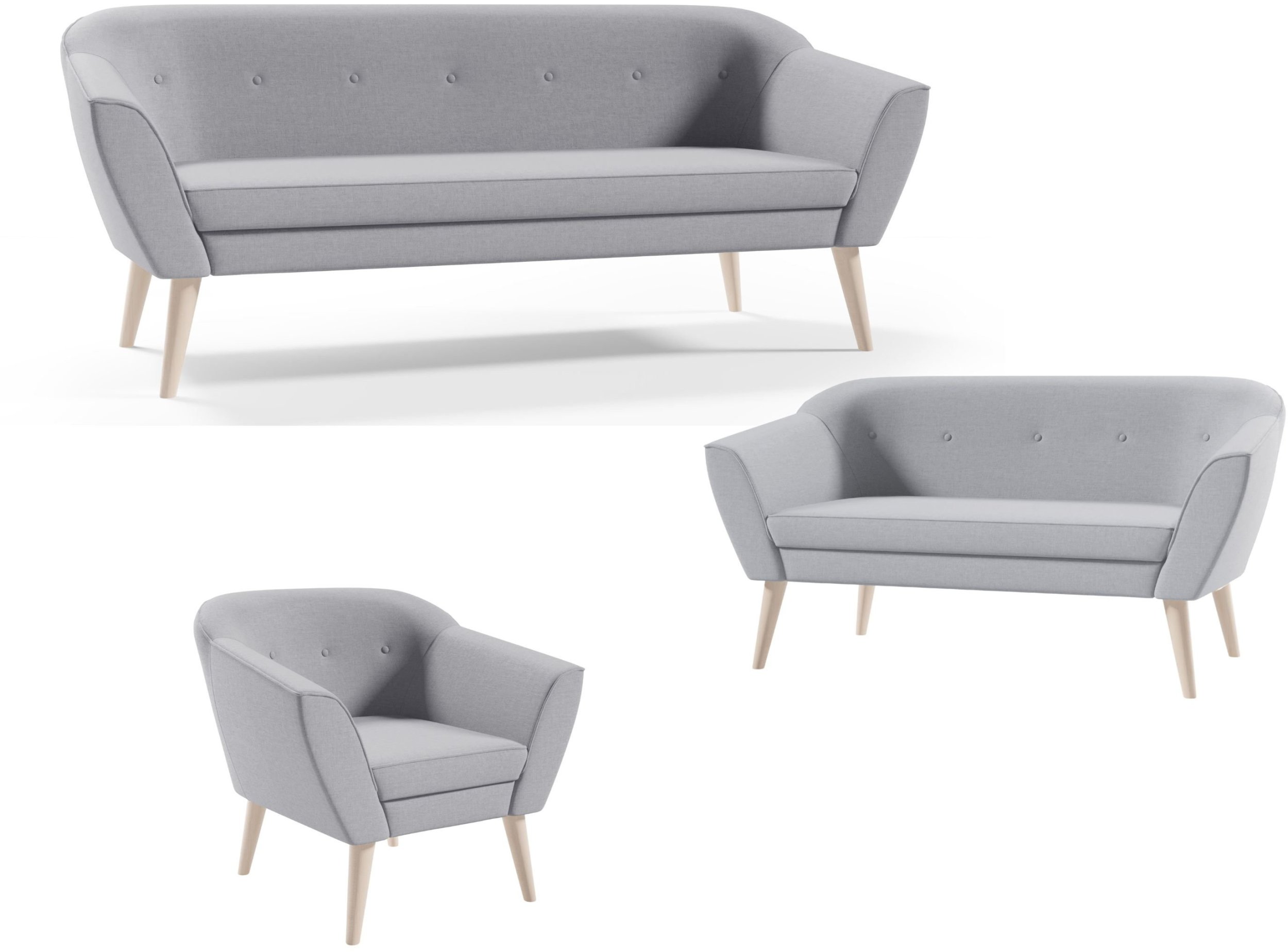 Zestaw Skandynawski , komplet wypoczynkowy DIANA 3+2+1 sawana 21