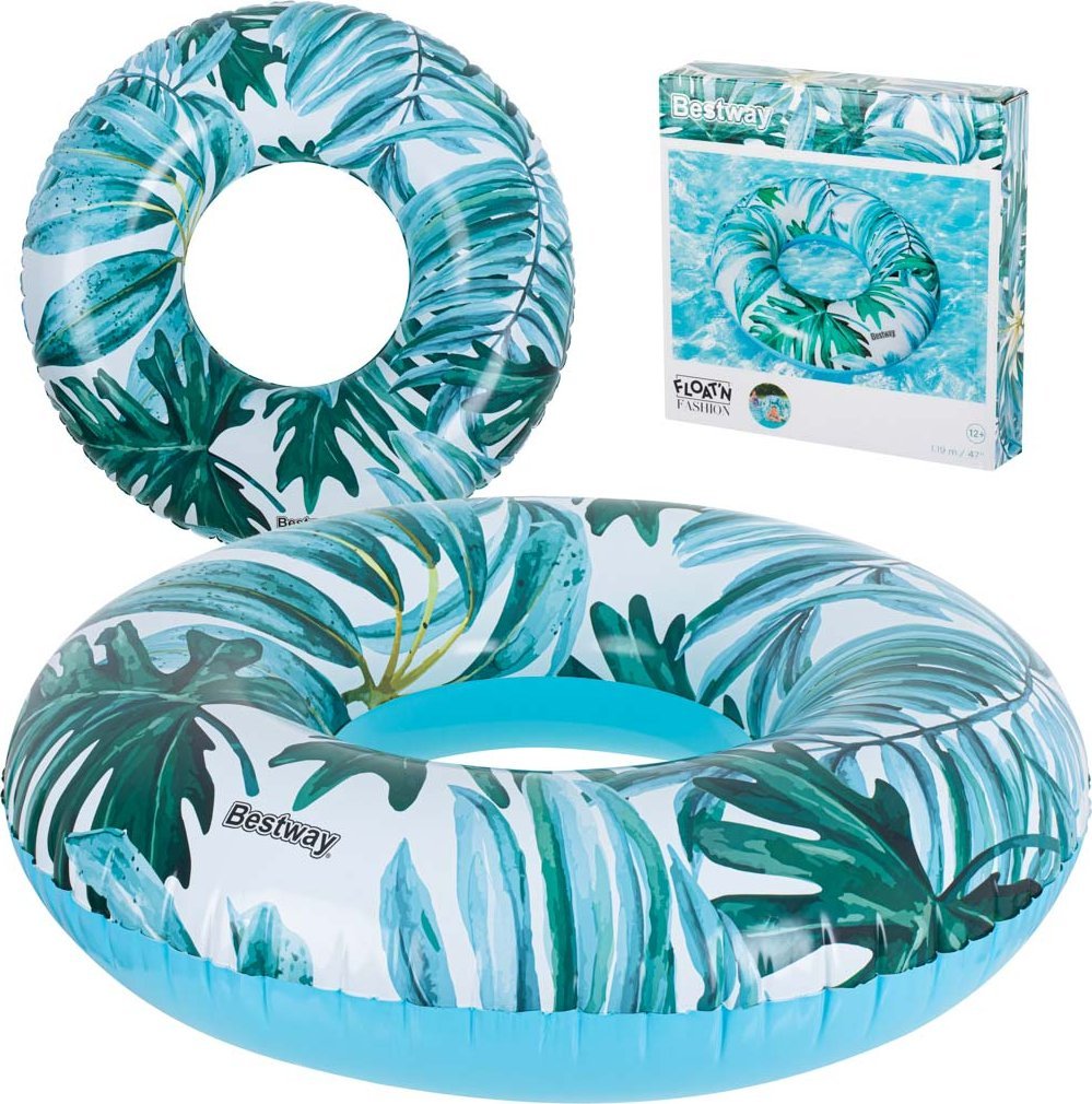 Bestway BESTWAY 36237 Kółko do pływania koło dmuchane palmy liście niebieski max 90kg