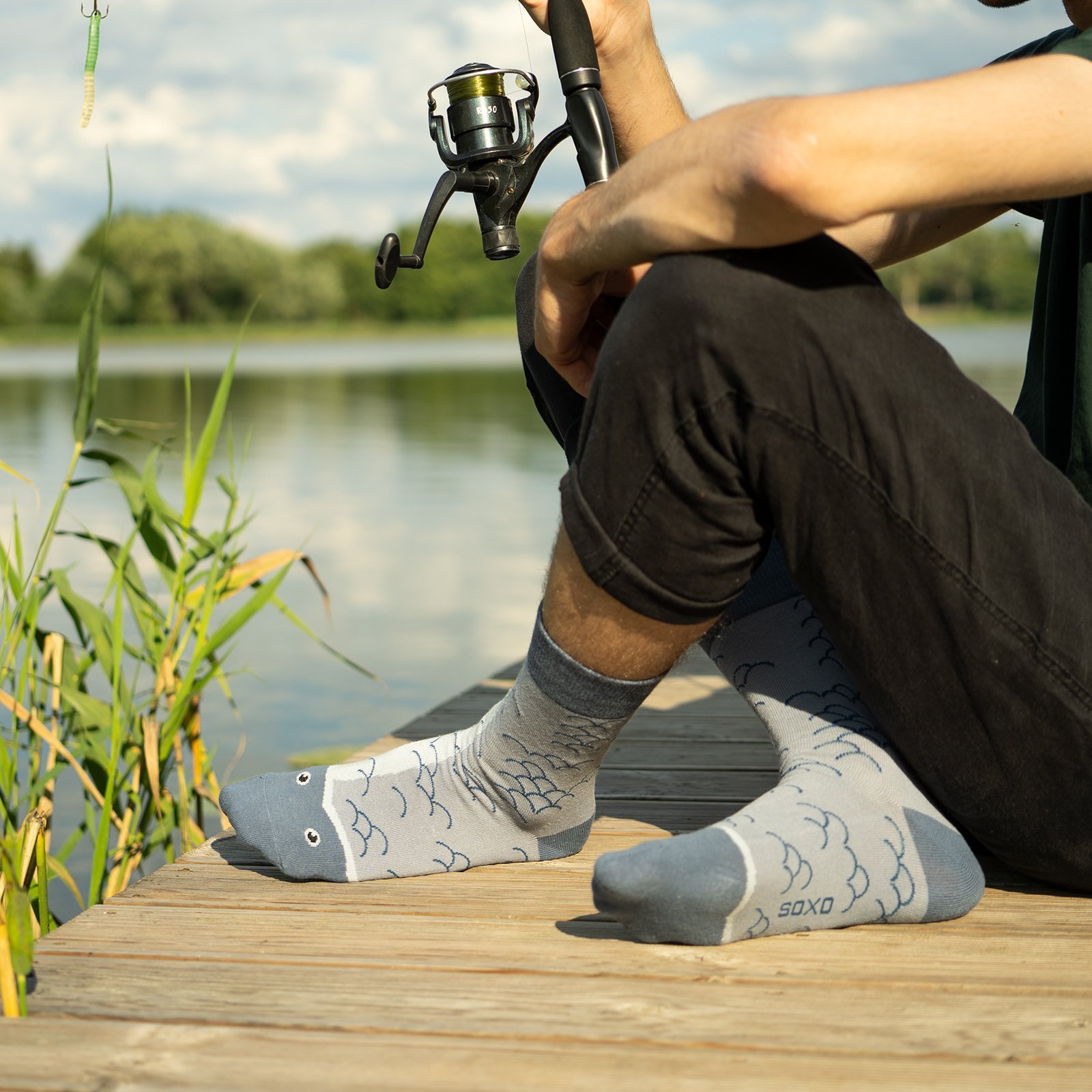 Soxo Męskie Skarpetki kolorowe SOXO Śledzie z cebulką w pudełku 4045