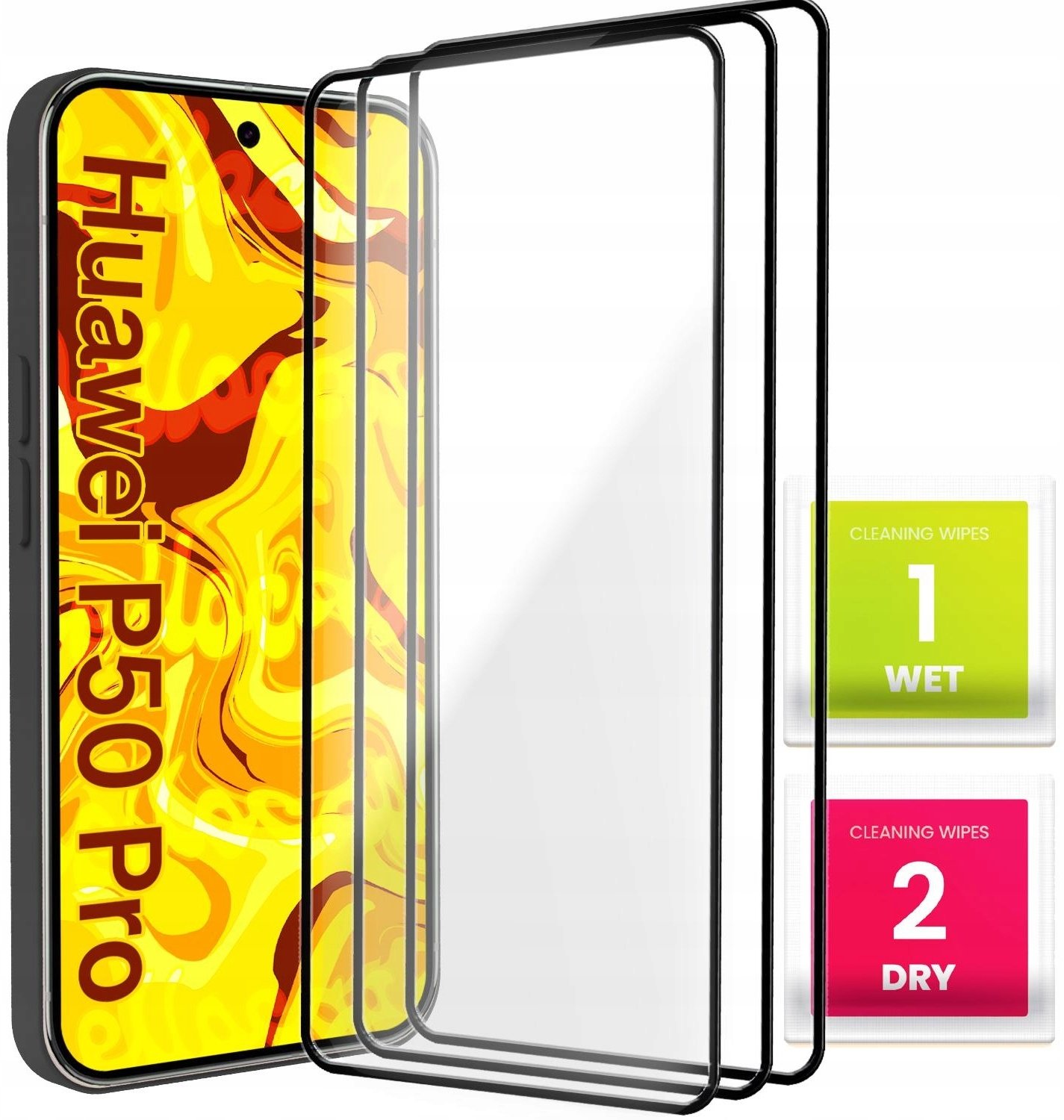 3-PAK Szkło Hartowane Do Huawei P50 Pro (Pełne, Curved, Ochronne, 9H, 5D)