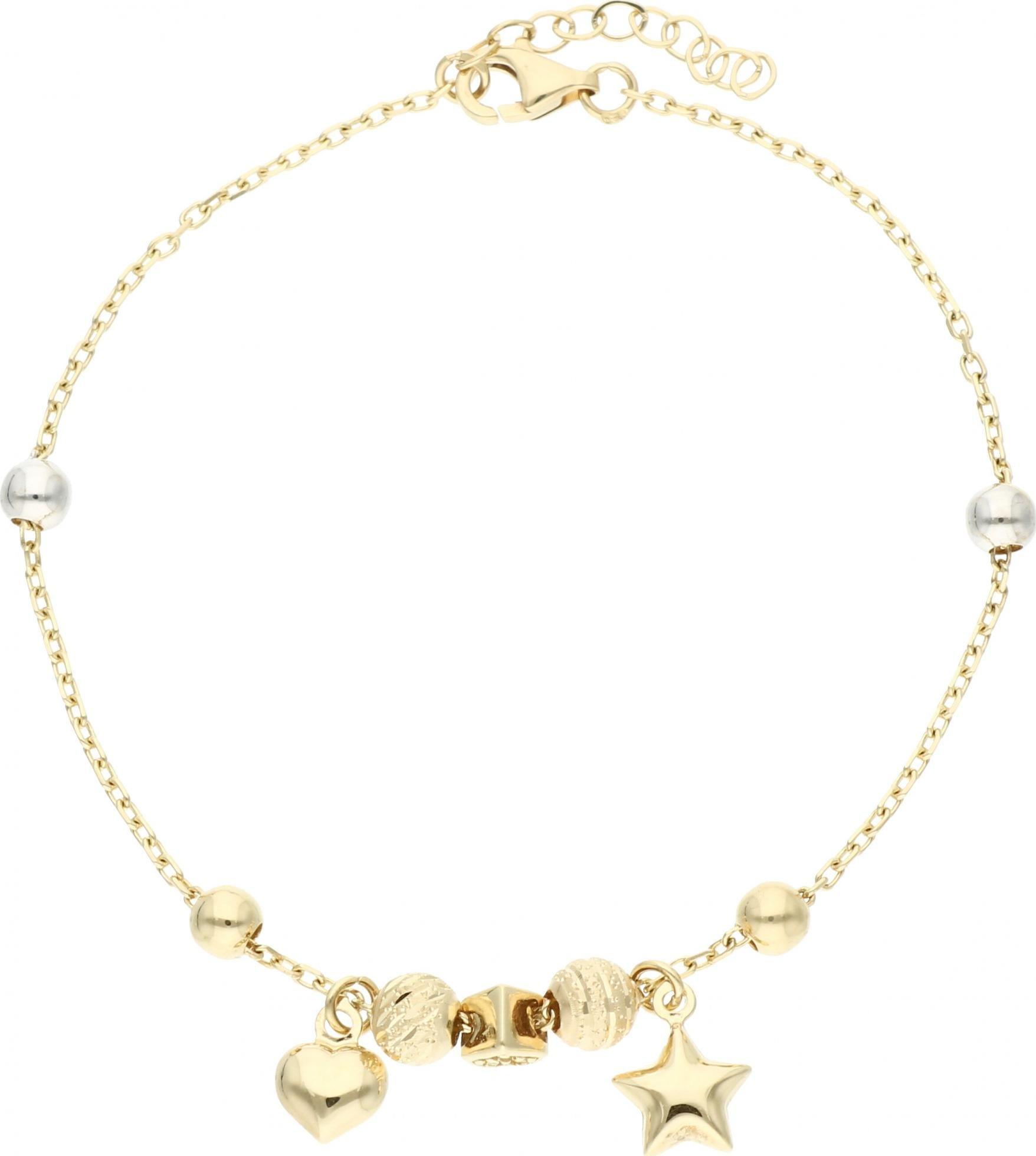 Rosanto Piękna złota bransoletka z przywieszkami i przekładkami 19 cm 585 14k