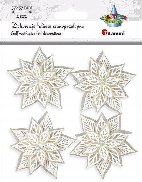 Titanum Dekoracje samoprzylepne 3D poinsencje białe 4szt