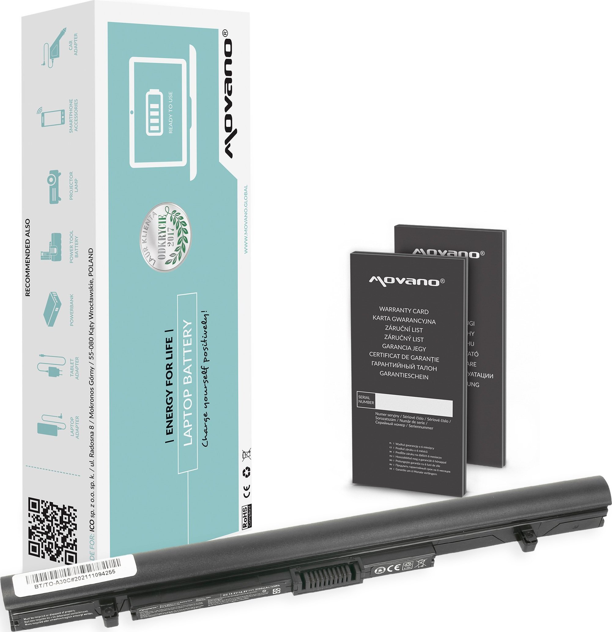 Bateria Movano Bateria PA5212U-1BRS do Toshiba A30-C A40-C R50-B