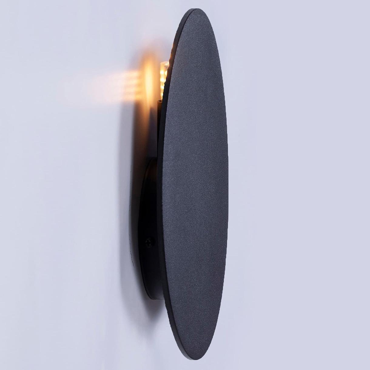 Kinkiet Kaja Czarna ścienna lampa Rega okrągły metalowy kinkiet salonowy