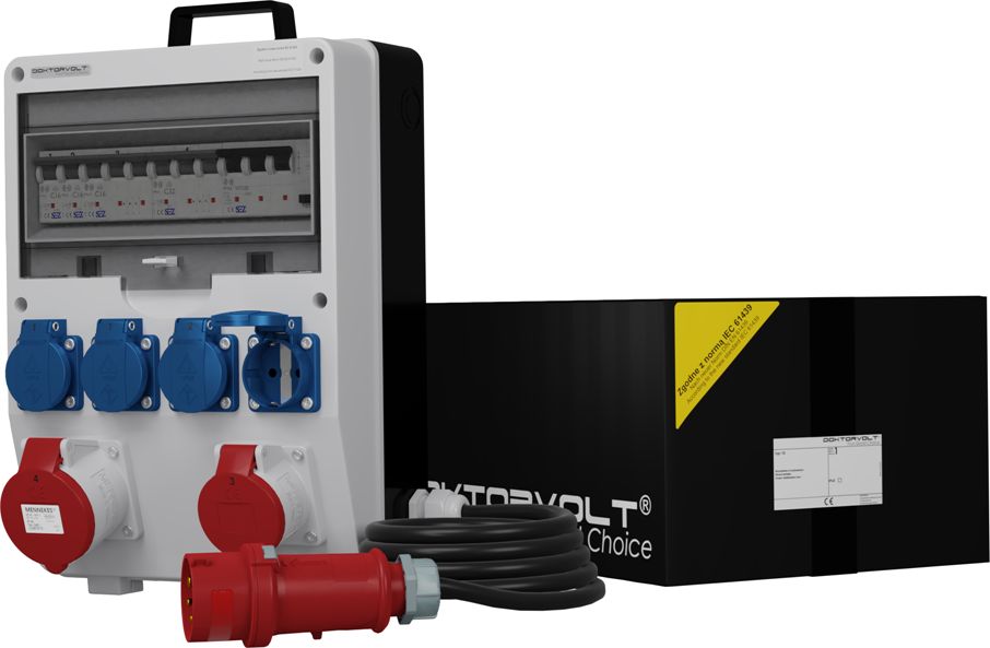 Doktorvolt Rozdzielnica budowlana z kablem TD-S/FI SKH 32A 16A 4x230V Schuko Doktorvolt 6794