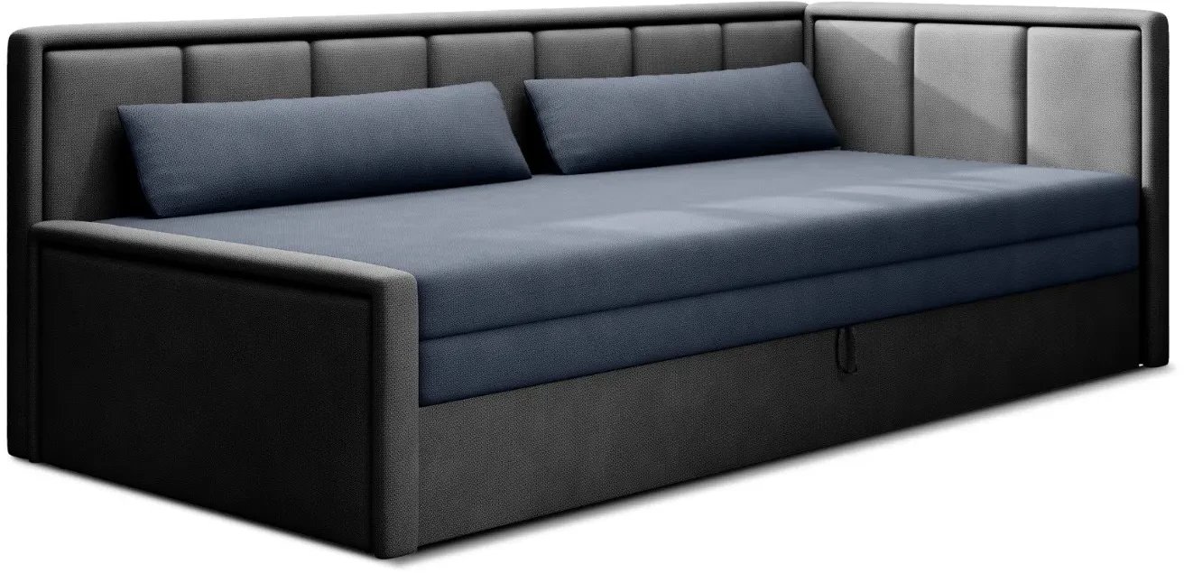Sofa rozkładana z funkcją spania FULGEO szara/granatowa prawa ELTAP