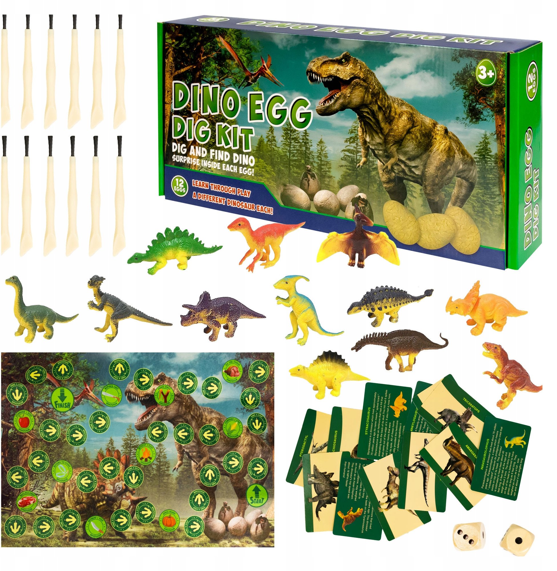 Jaja Dinozaura Wykopaliska 12 Jaj Figurek Figurki Dinozaury Dla Dzieci Gra