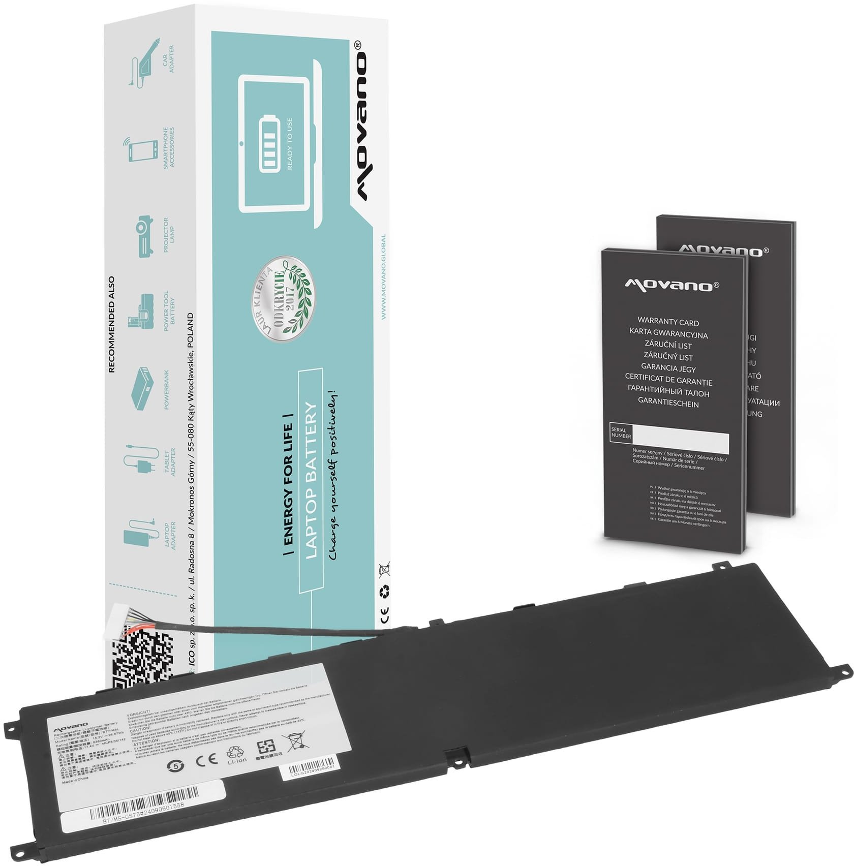 Bateria Movano do MSI GS65 GS75 Stealth, P65 P 75 Creator