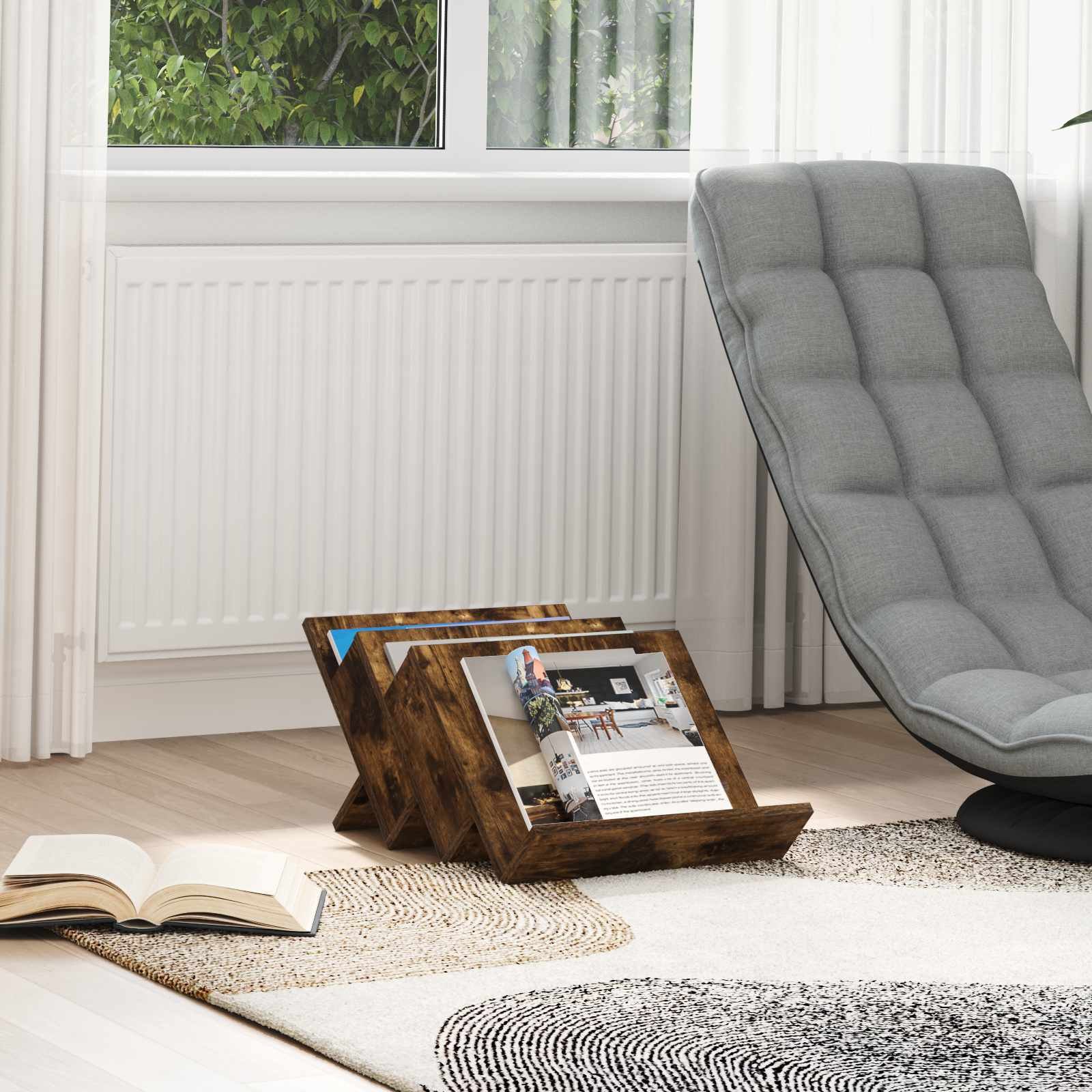 vidaXL Szafka boczna z półką w kolorze dębu wędzonego, 57,5 x 40 x 42 cm