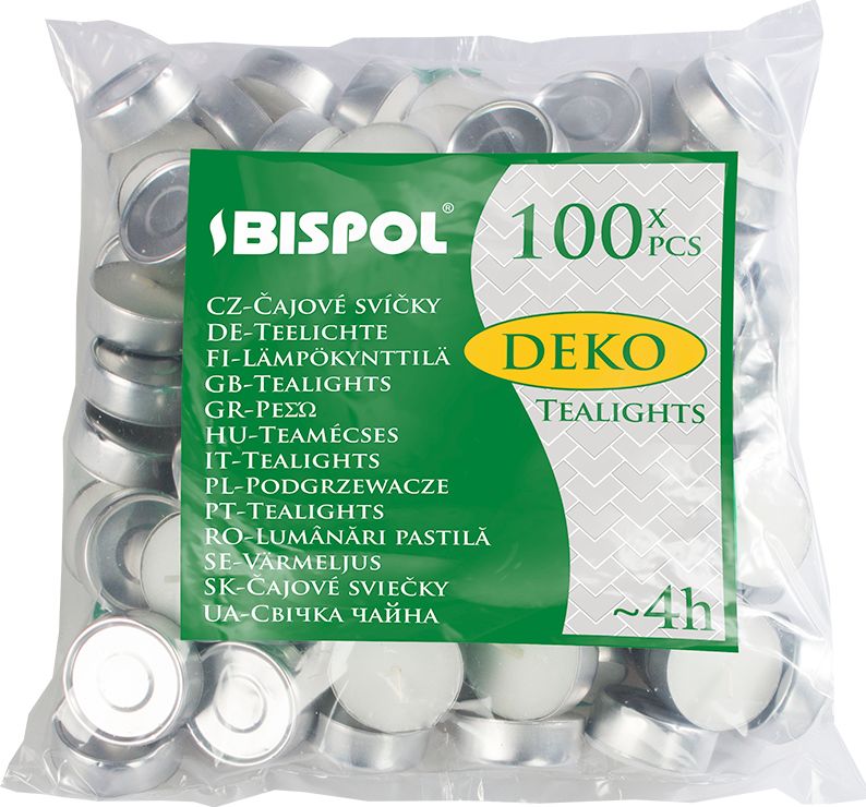 Bispol Podgrzewacze bezzapachowe tealight BISPOL 4H DEKO 100szt.