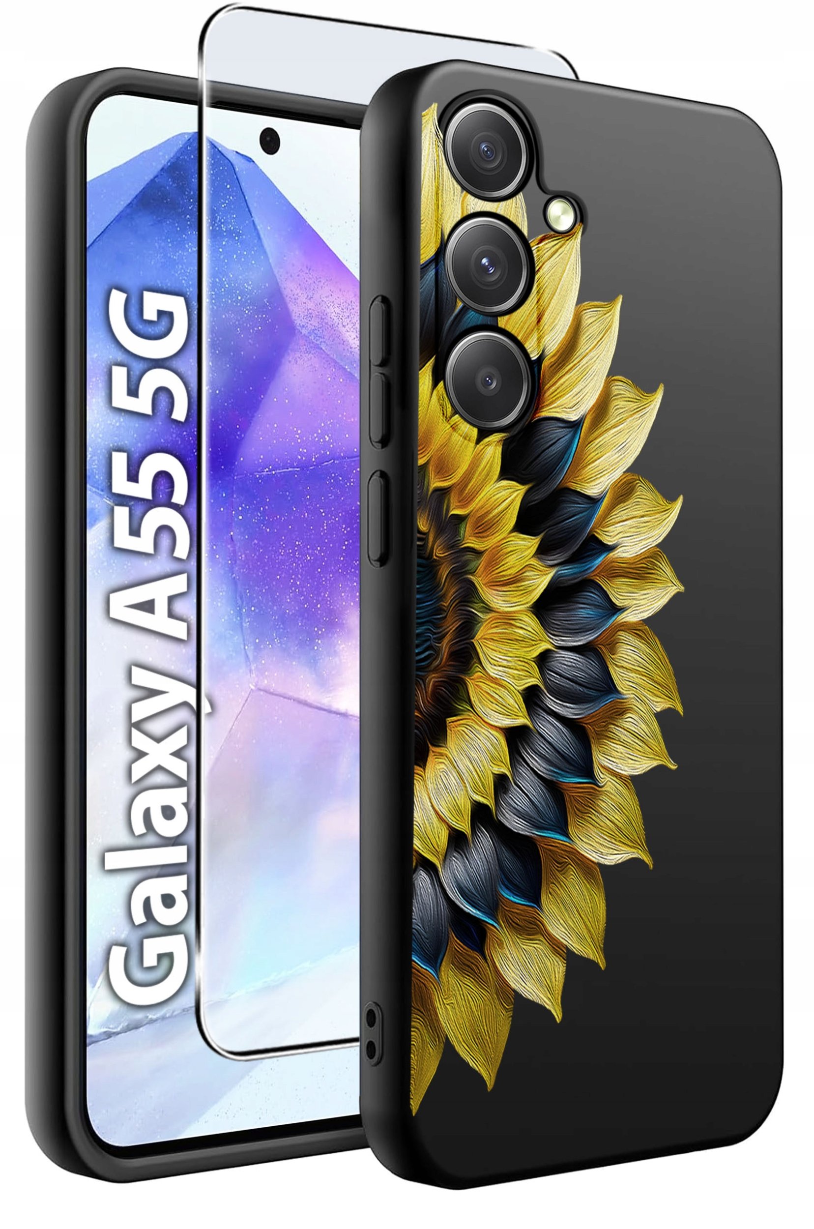 ETUI do Samsung A55 5G WZORY | SILIKONOWE MATT CASE + SZKŁO HARTOWANE 9H