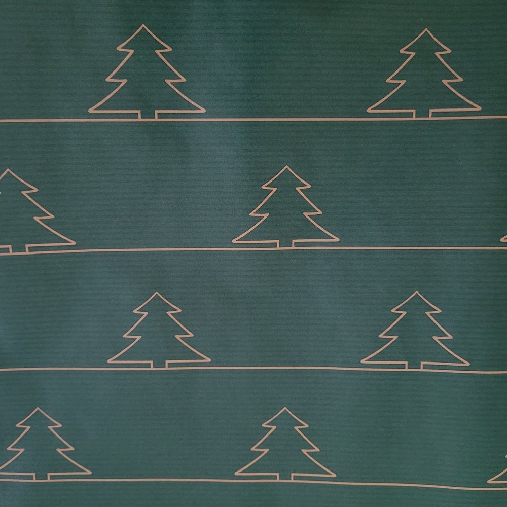 Papier zielony choinki do pakowania 70cmx2m 70mCH