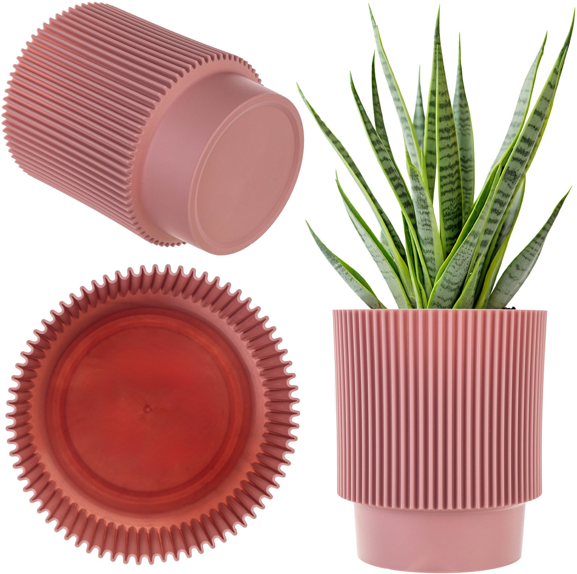 KADAX Doniczka Donica Na Kwiaty 17cm Osłonka Rośliny Kwietnik Plastikowa Różowa