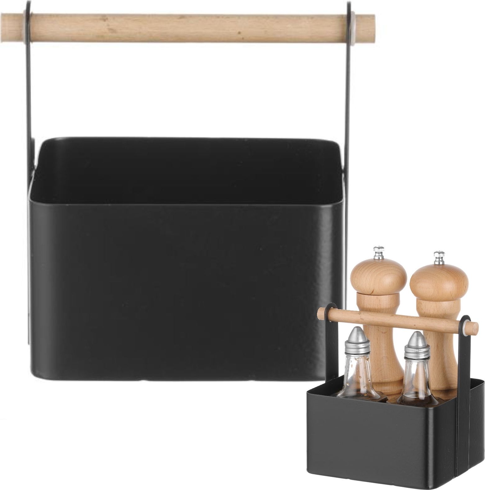 Hendi Organizer koszyk stołowy na przyprawy z drewnianą rączką 17x13x16 cm - Hendi 427057 Organizer koszyk stołowy na przyprawy z drewnianą rączką 17x