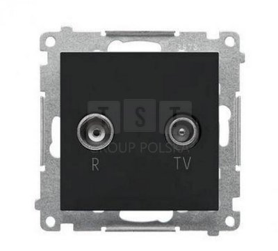 TAP10.01/149 Simon 55 Gniazdo antenowe R-TV przelotowe 10 dB (moduł). 1x Wejście: 5862 MHz Czarny mat TAP10.01/149