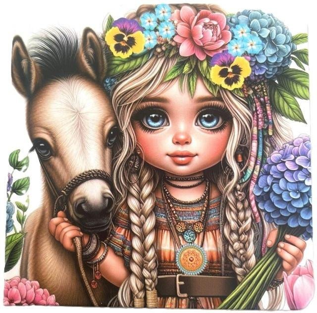 Fresh Notatnik 100x100/48K gładki TW Dziewczynka z kon.