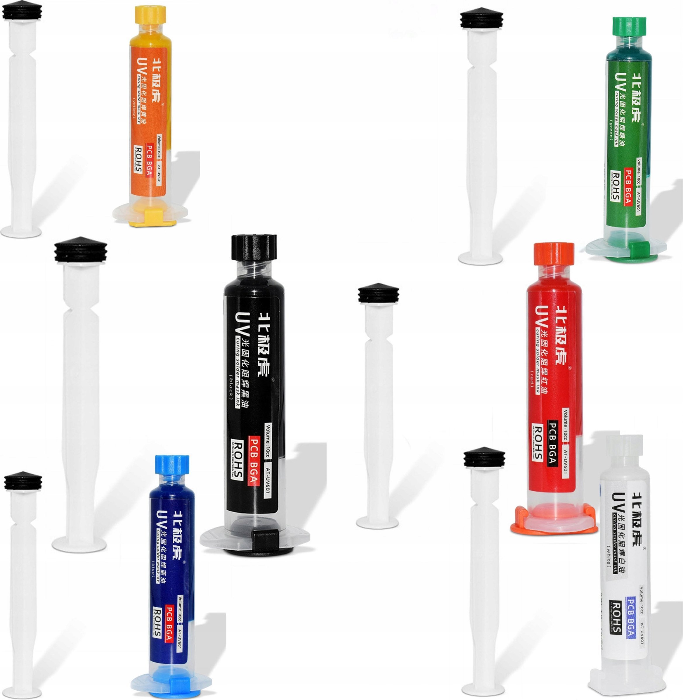 Rosfix ZESTAW 6X SOLDERMASKA RÓŻNE KOLORY DO PŁYTEK DRUKOWANYCH UV SOLDER MASK