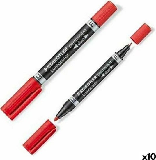 Staedtler Marker permanentny Staedtler Lumocolor 348 Pojedyńczy Czerwony 10 Sztuk