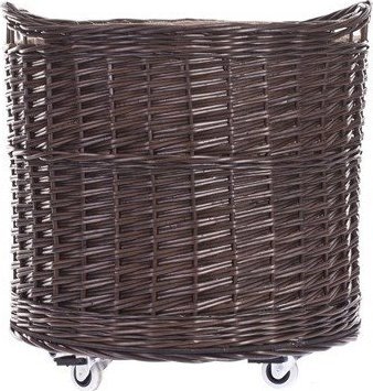 WickerPL Wiklinowy Okrągły Kosz na Kółkach Obszyty Jutą 50 H40/44 cm