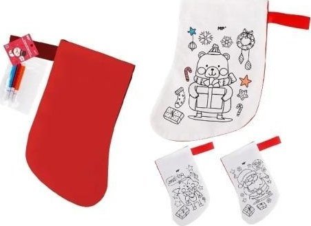 Skarpeta świąteczna do malowania z flamastr. 3szt
