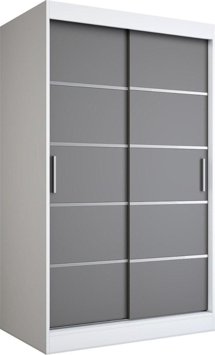 MKPOL Szafa przesuwna MODUO COMFORT 120 biała mat/antracyt z listwami