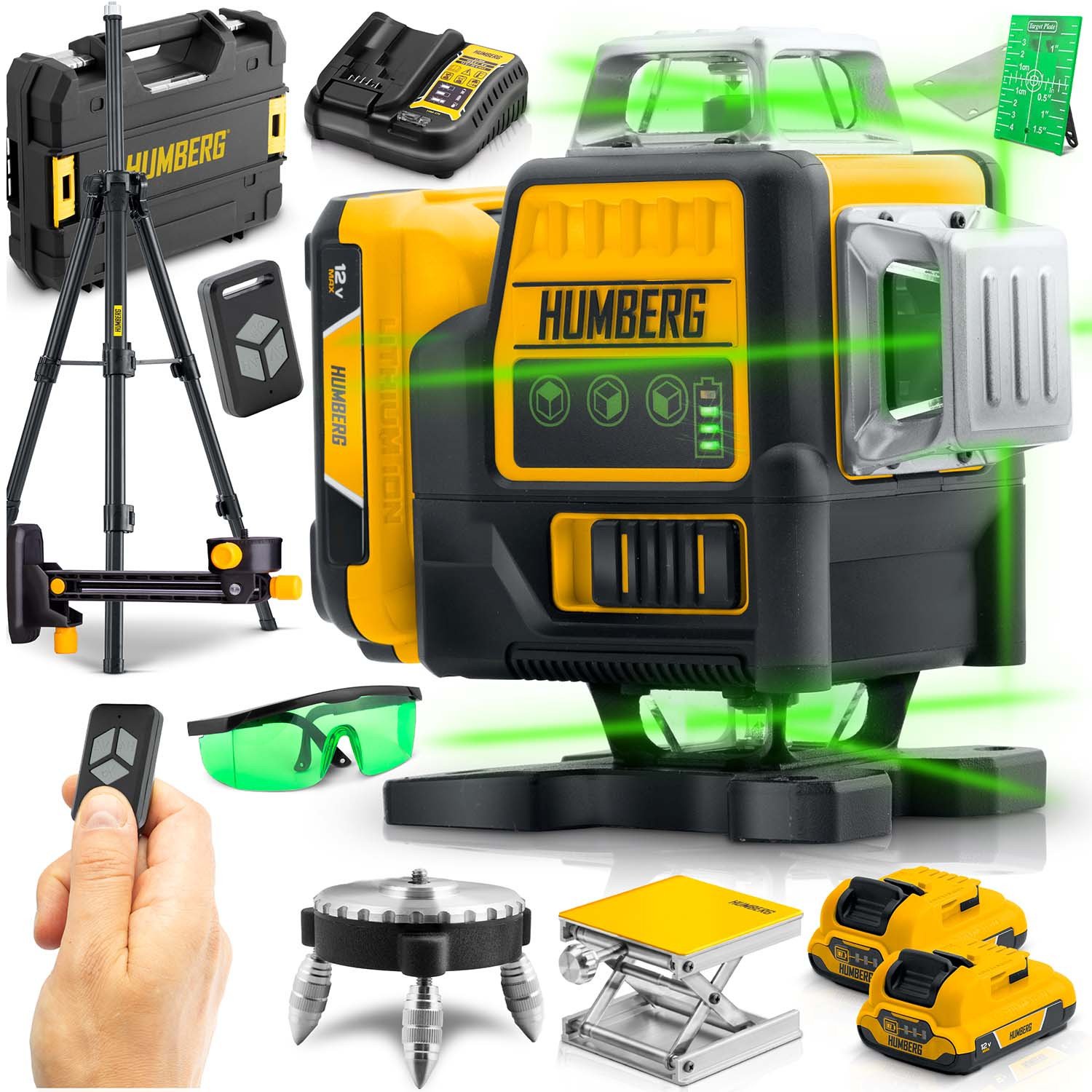 Laser krzyżowy w walizce + statyw Humberg HM-171