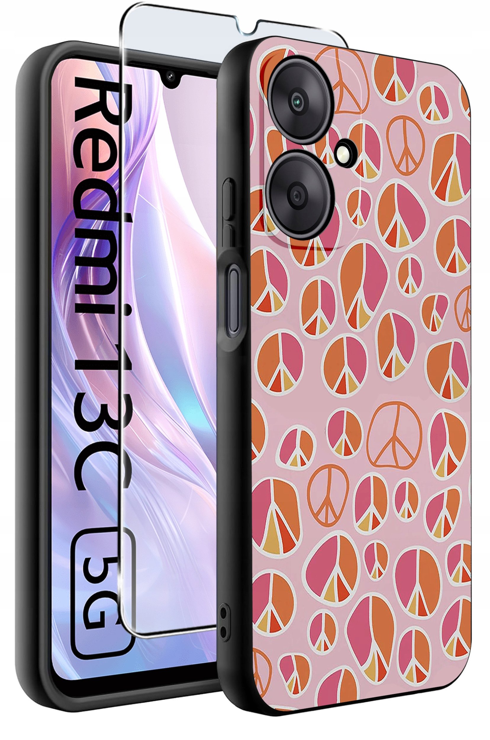 ETUI do Xiaomi Redmi 13C 5G WZORY |SILIKONOWE MATT CASE +SZKŁO HARTOWANE 9H