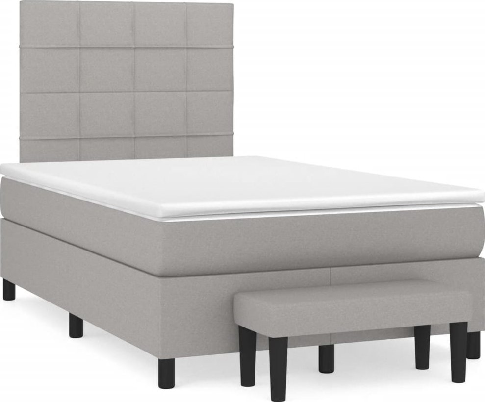 vidaXL vidaXL Łóżko kontynentalne z materacem, jasnoszare, 120x190 cm tkanina