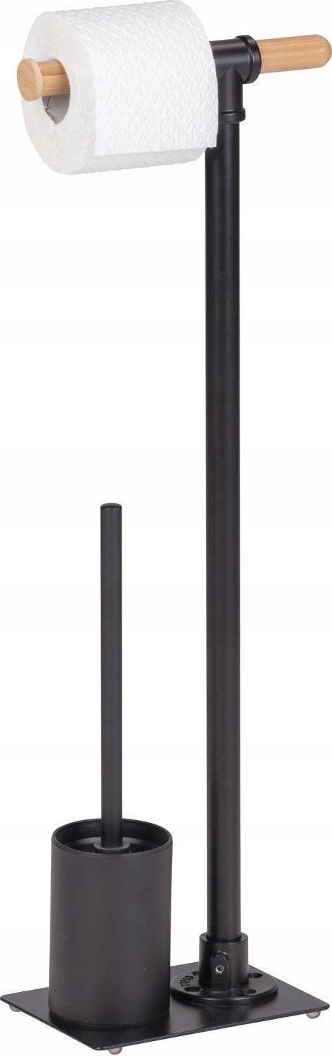 Wenko Metalowy stojak na papier toaletowy i szczotkę do wc FORLI, w kolorze czarnym,