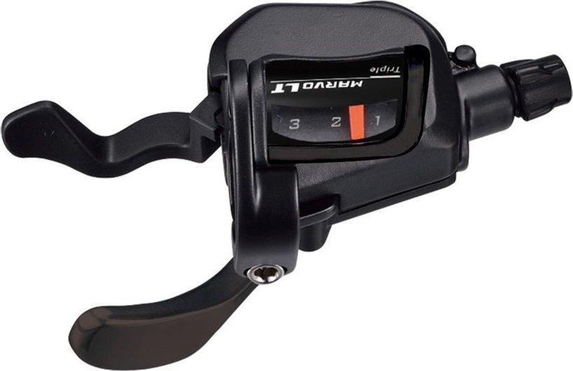 Microshift Manetka MICROSHIFT MARVO, Lewa, 3.rzędowa, Kompatybilna z Shimano, Xpress Trigger, Optyczny Wskaźnik Przełożeń (NEW)