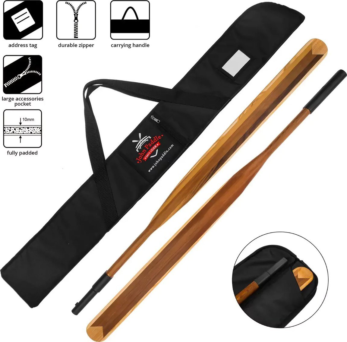 John Paddle Składane Wiosło Grenlandzkie John Paddle Cedrowe Proste z Pokrowcem 90 mm 225 cm