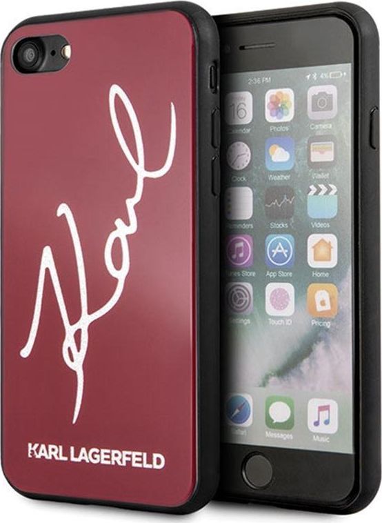 Karl Lagerfeld Karl Lagerfeld KLHCI8DLKSRE iPhone 7/8 czerwony/red hard case Signature Glitter