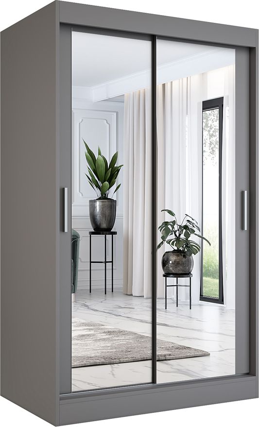 Elior Antracytowa szafa przesuwna z lustrem 120 - Edna 3X