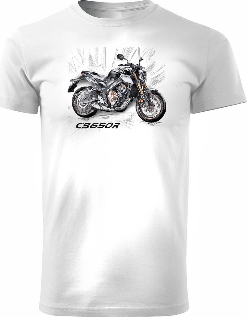 Topslang Koszulka z motocyklem na motor Honda CB650R CB 650 R męska biała REGULAR XL