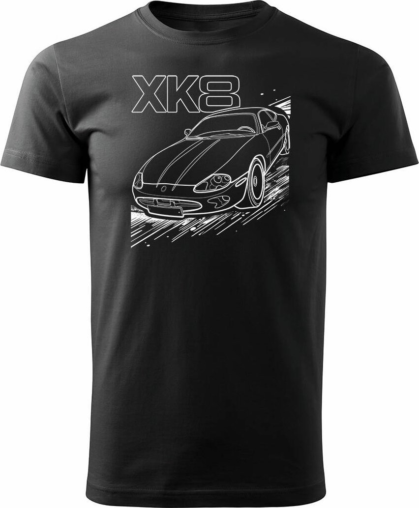 Topslang Koszulka z samochodem jaguar z jaguarem xk8 męska czarna REGULAR XXL