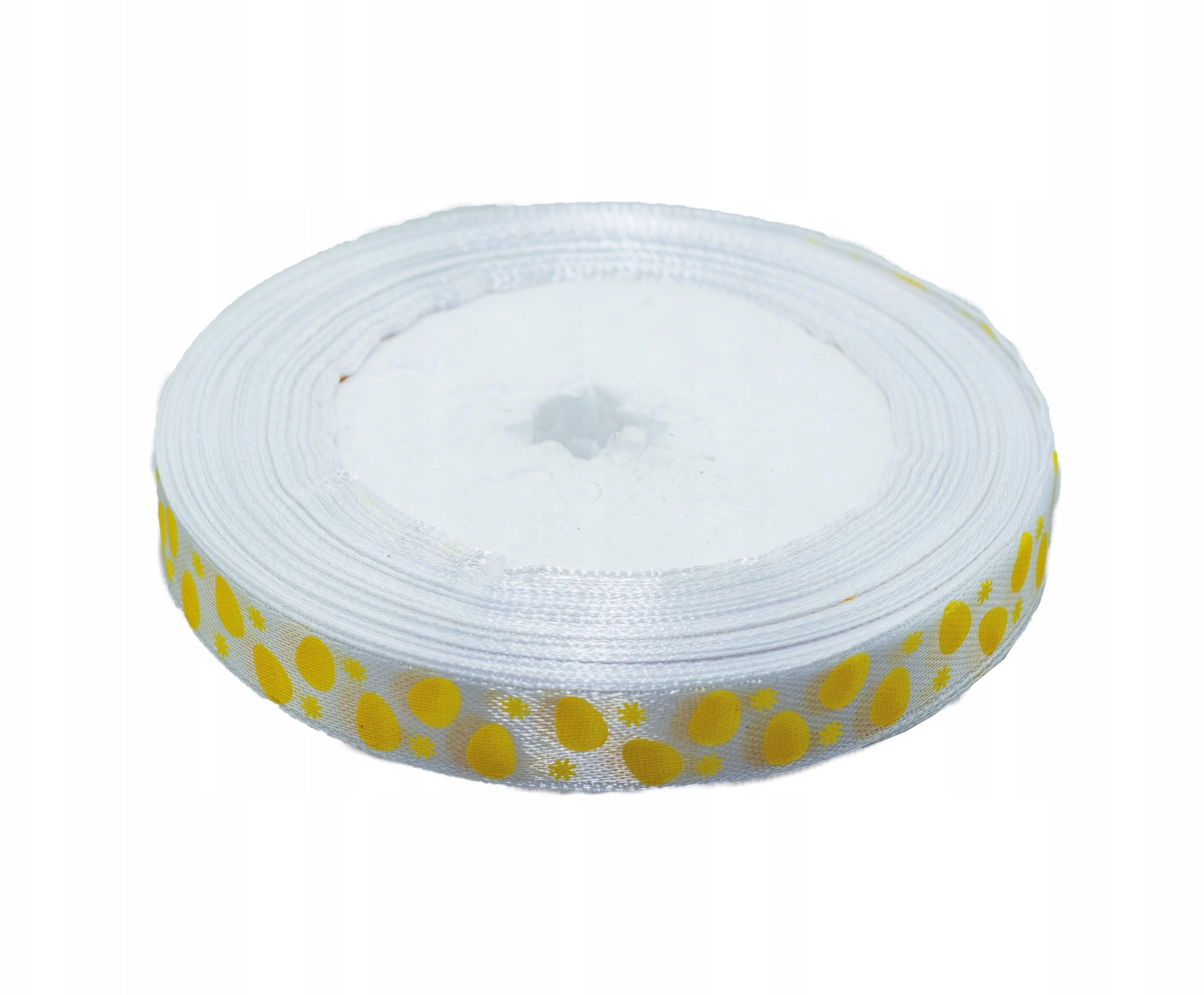 Wstążka satynowa wielkanocna biała 12mmx22m