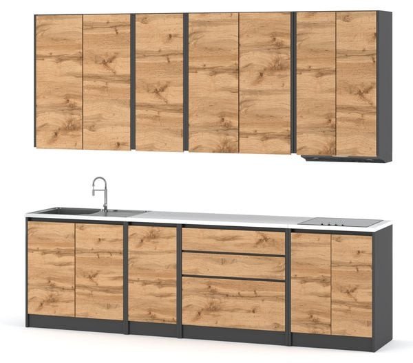 Meble Kuchenne Drewniane Kuchnia Robo Lux 2.6m Szafki Modułowe Dąb Wotan