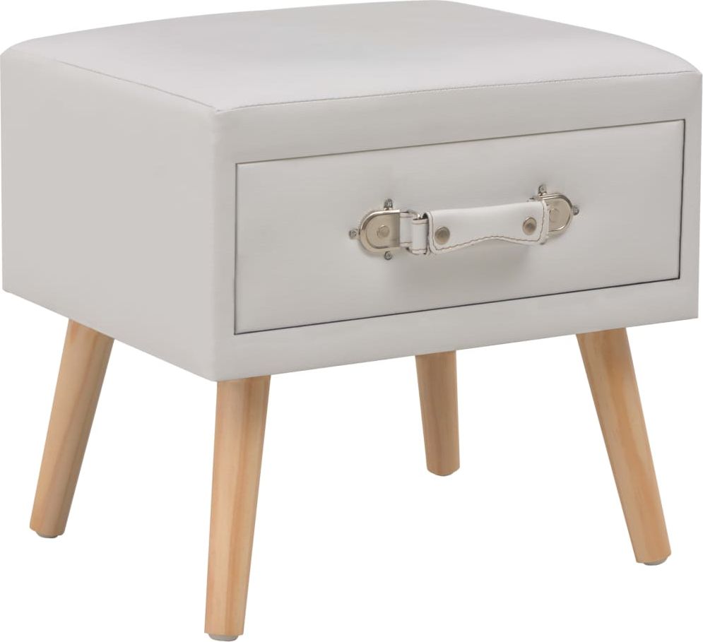 vidaXL Szafka nocna, biała, 40x35x40 cm, sztuczna skóra