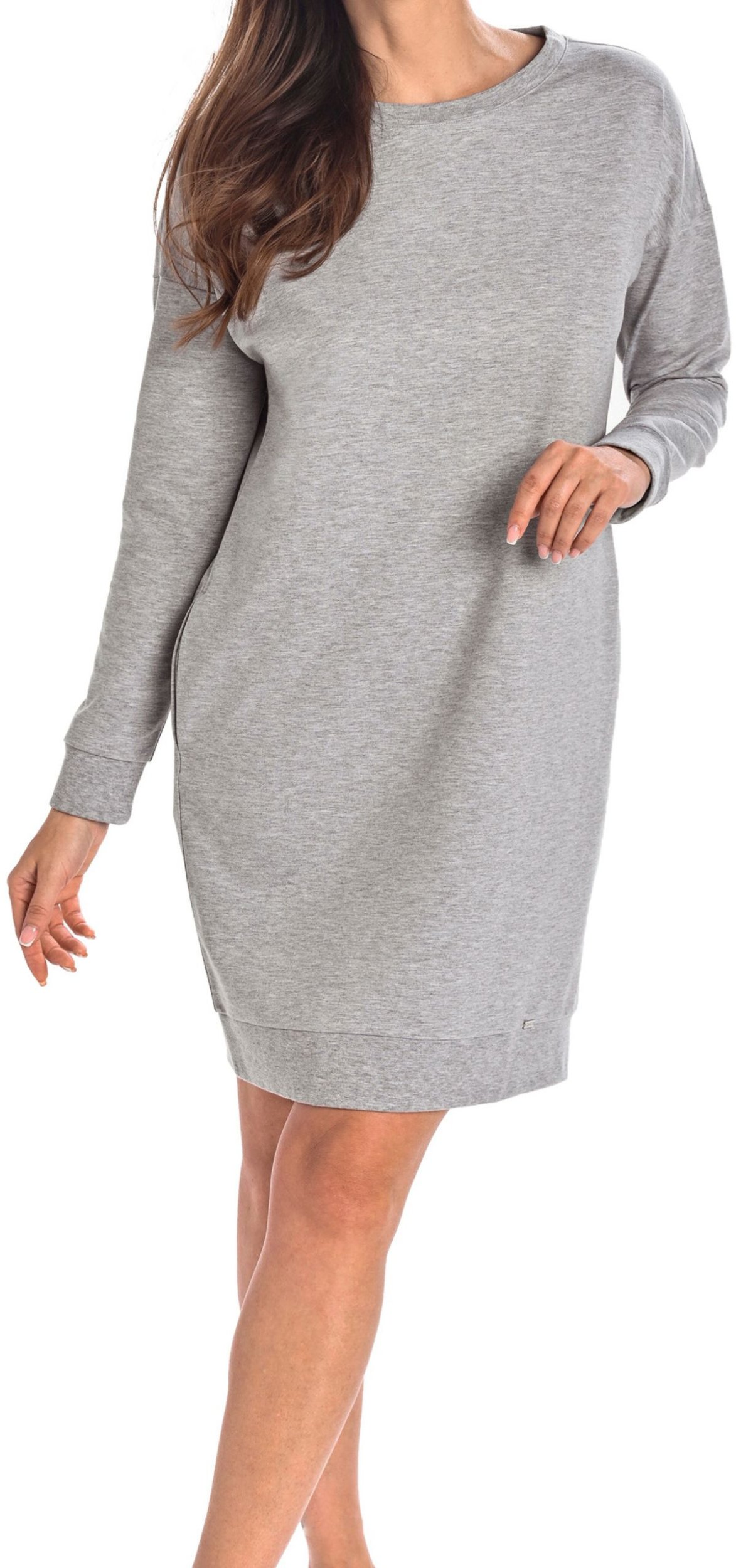 Sukienka bawełniana z długim rękawem Paula szara Szary L