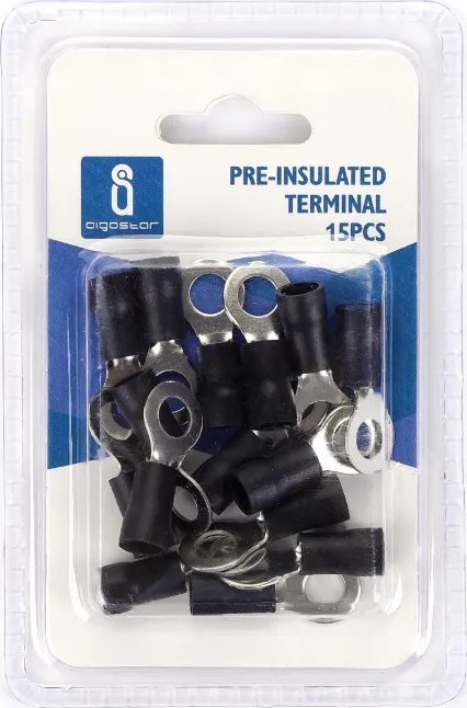 Aigostar Końcówka oczkowa izolowana RV5.5-64 czarna 15 szt./opakowanie Końcówka oczkowa izolowana RV5.5-64 czarna 15 szt./opakowanie