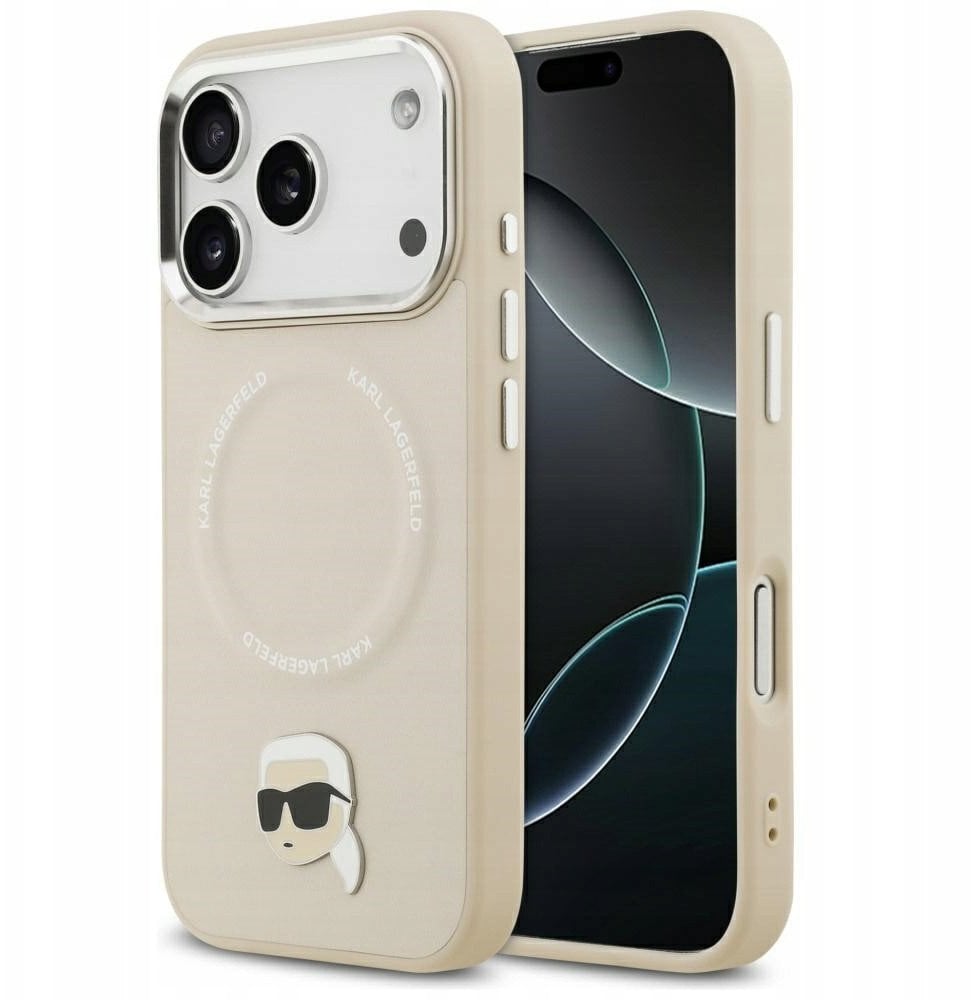 Karl Lagerfeld Karl Pin MagSafe Case for iPhone 17 Pro Beige