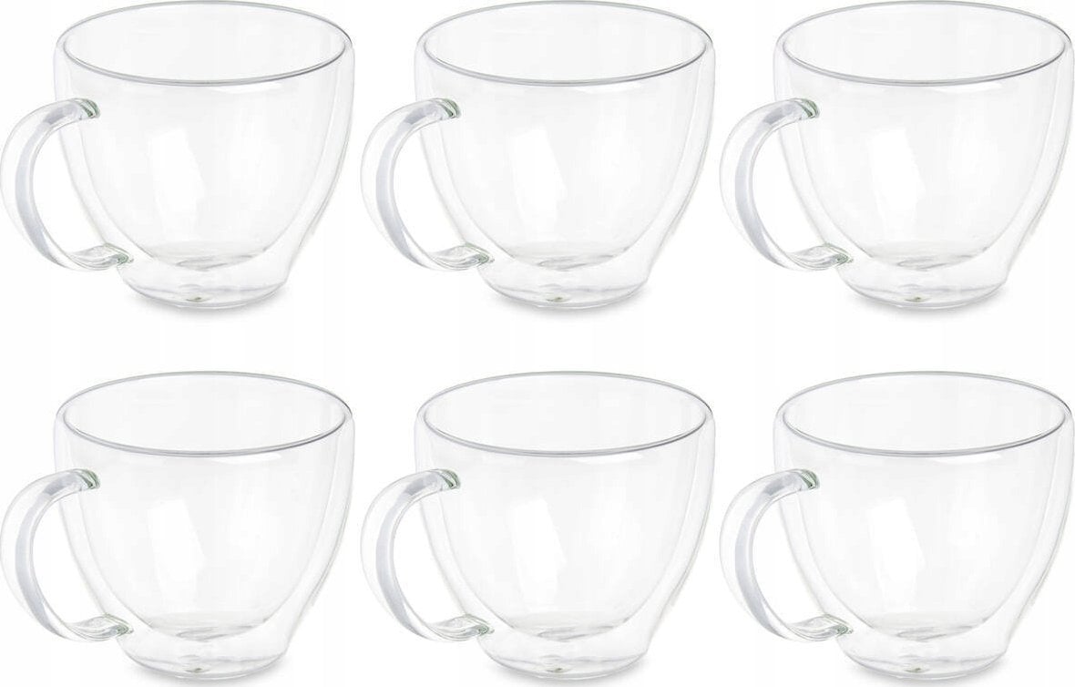 Vivalto Zestaw szklanek termicznych do kawy lub herbaty, podwójne ścianki, 6 filiżanek, 140 ml