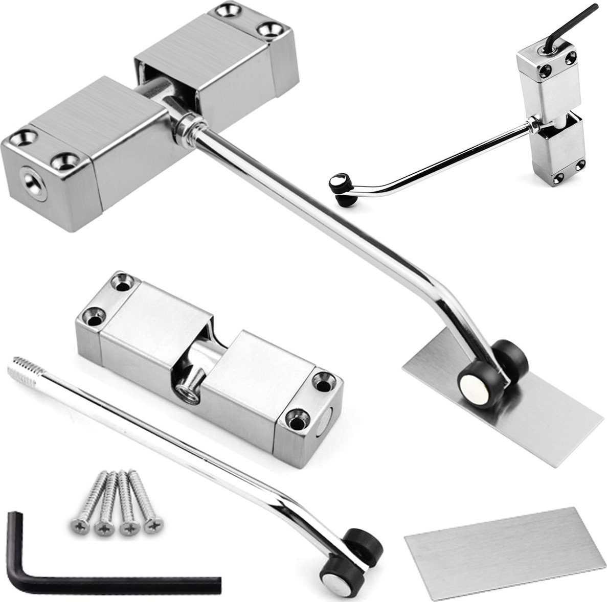 Heckermann Samozamykacz do drzwi automatyczny domykacz drzwiowy JYBMQ08 srebrny