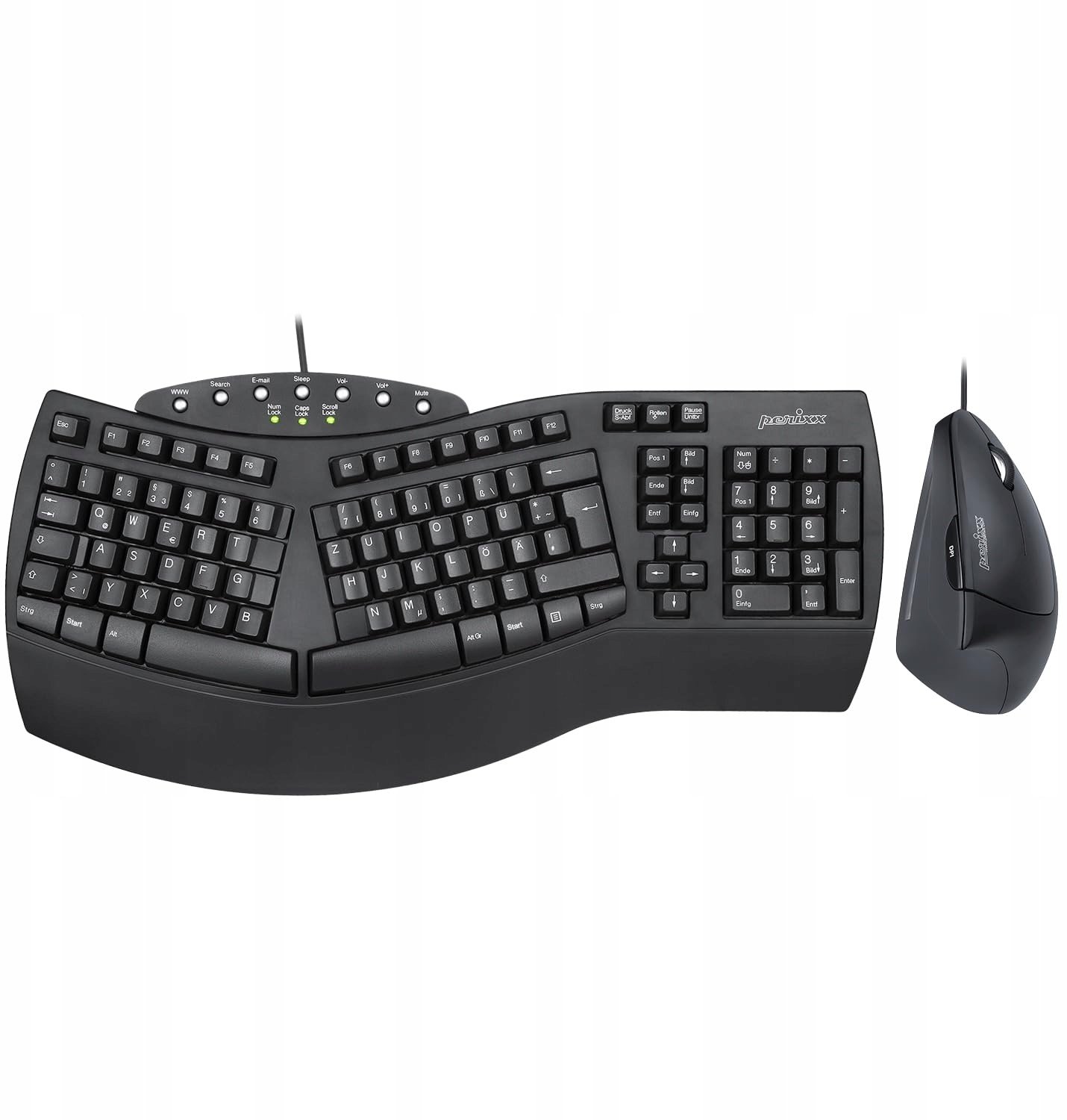 Klawiatura + mysz Perixx PERIDUO-512 DE Zestaw klawiatura i mysz przewodowy ergonomiczny