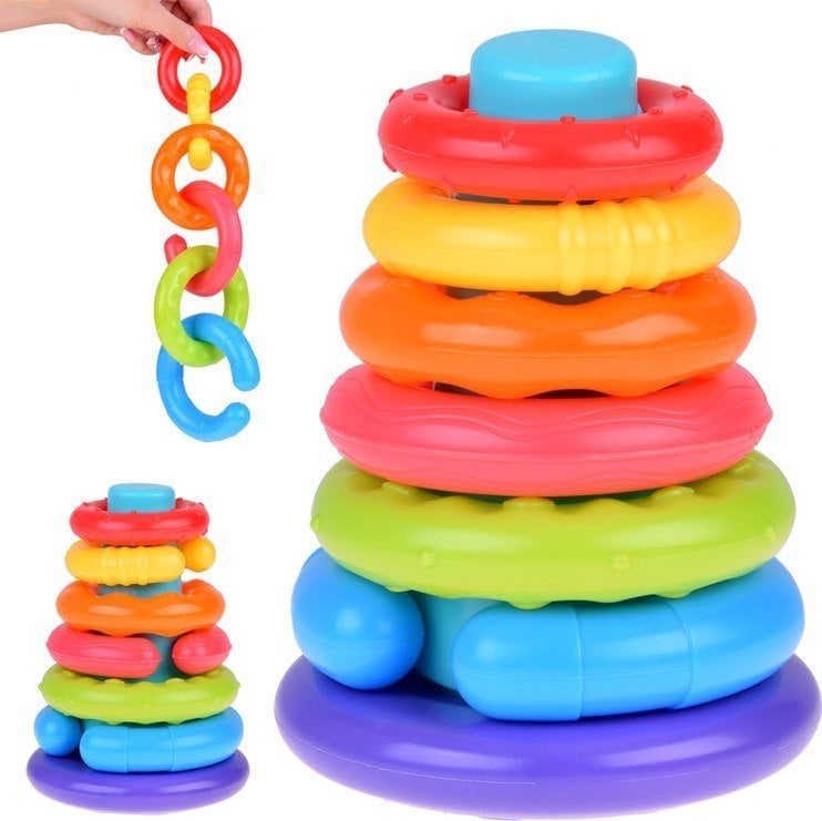 Jokomisiada Piramida sensoryczna kolorowe krążki do układania dla dzieci ZA5283