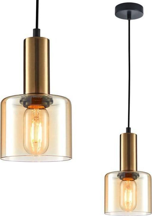 Lampa wisząca Italux Loftowa LAMPA wisząca SANTIA PND-65342-1-BRO+AMB Italux sypialniany ZWIS szklany mosiądz