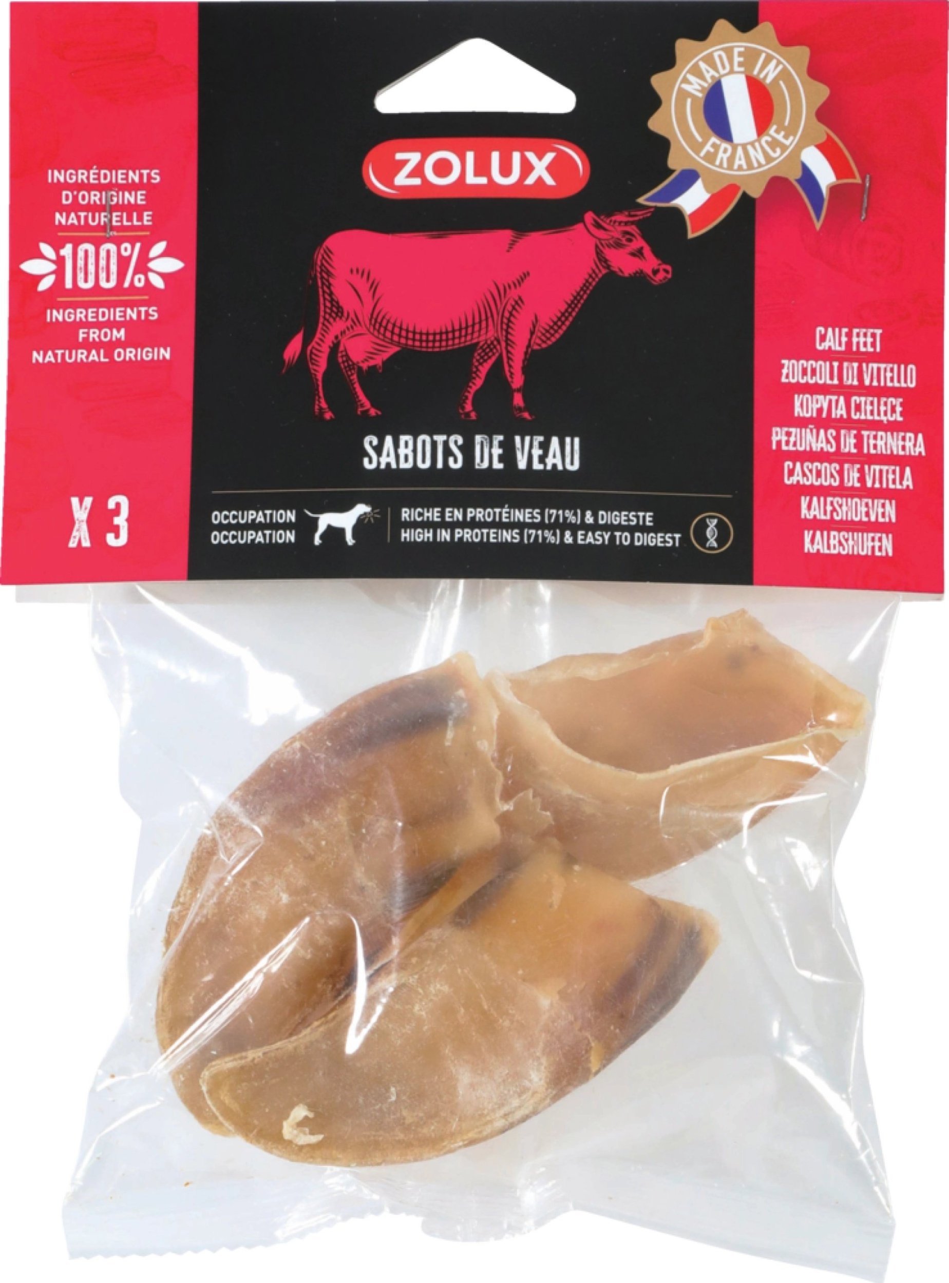 Zolux ZOLUX Przysmak naturalny dla psa Kopyta cielęce 3 szt., 90 g