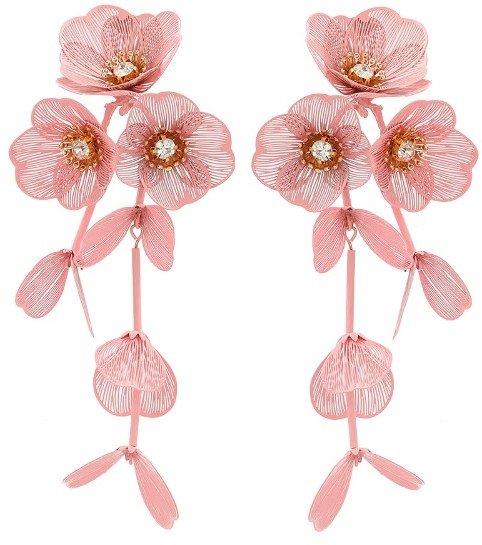 Długie duże różowe kolczyki z kwiatami kwiatowe boho EFEKTOWNE wiszące