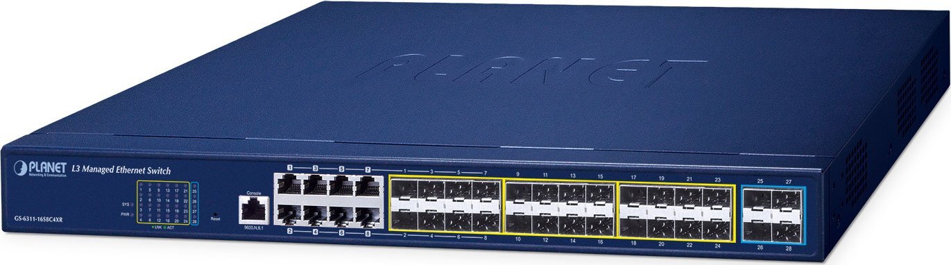 PLANET GS-6311-16S8C4XR łącza sieciowe Zarządzany L3 Gigabit Ethernet (10/100/1000)